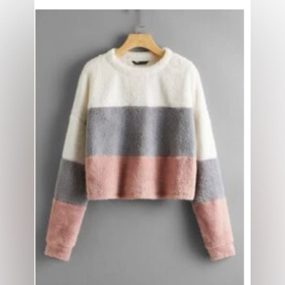 SHEIN DORP SHOULDER COLORBLOCK FLANNEL SWEATSHIRT